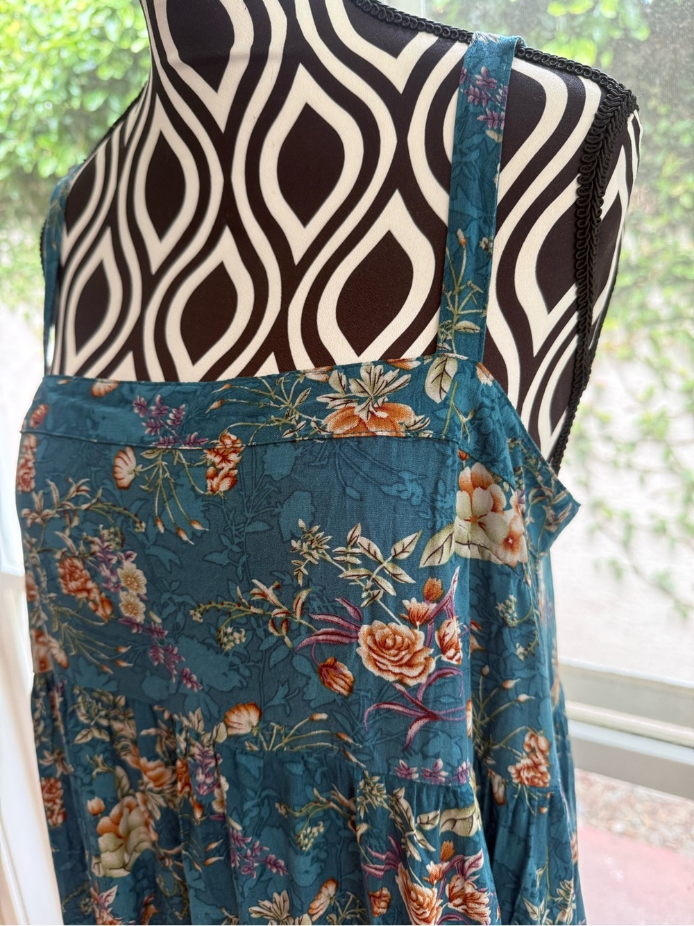 Natural Life Teal Floral Bobo Maxi with Side Slit - Picture 6 of 11